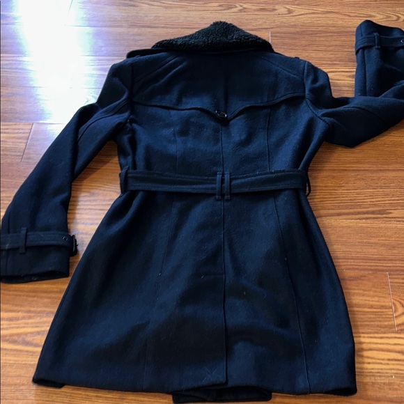 EUC MICHAEL KORS Sherpa Collar Wool Double Breasted Coat Size 10 Dark NAVY - Picture 7 of 12